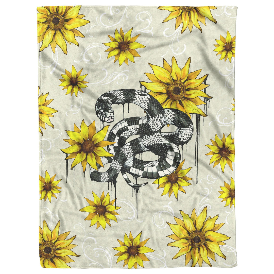 Kingsnake with Sunflowers Plush or Sherpa Blanket