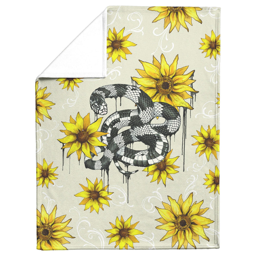 Kingsnake with Sunflowers Plush or Sherpa Blanket