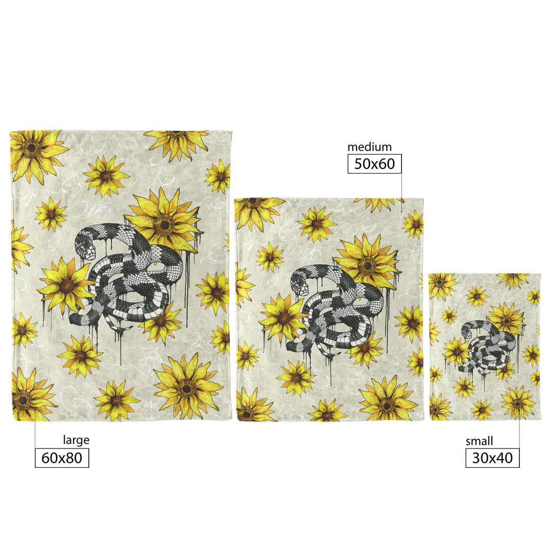 Kingsnake with Sunflowers Plush or Sherpa Blanket