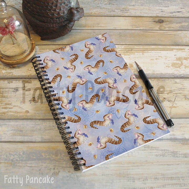 Lagarto Skink de lengua azul con cuaderno de caracoles, papelería de regalo de reptil cortado
