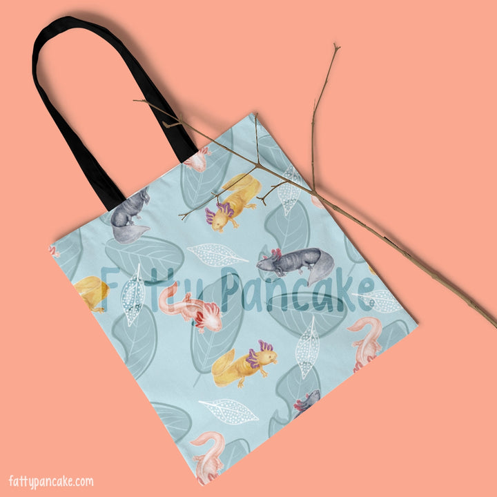 Ajolotes con hojas AOP Tote, lindo bolso anfibio