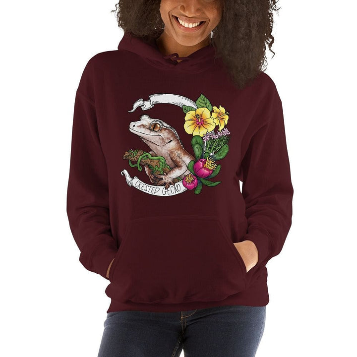 Crested Gecko Banner Hoodie, Reptile Gift Lizard Pullover