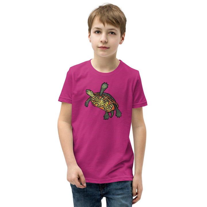 Painted Turtle Youth Short Sleeve T-Shirt, Cute Turtle Tee
