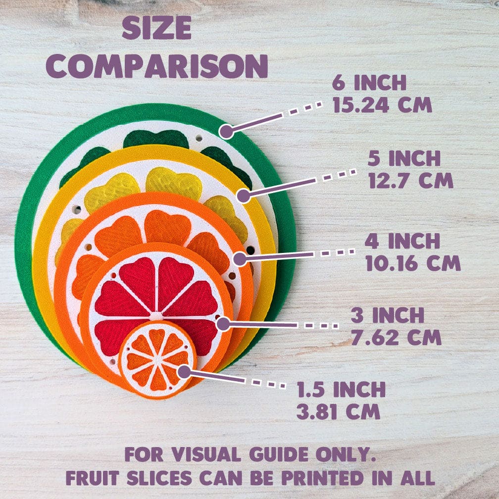 Size comparison chart of the swing sizes. The smallest that can be printed is 1.5", with additional 3 inch, then 4 inch, 5 inch, and 6 inches.