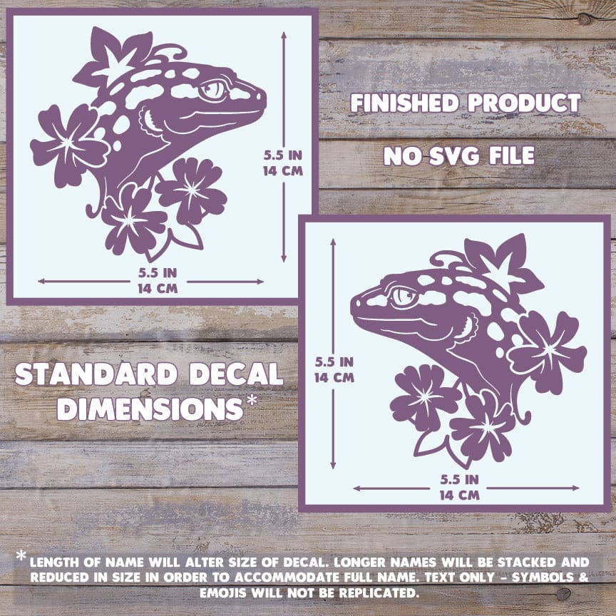 Leopard Gecko Decal with Flowers, Waterproof Vinyl Decal, Cute Reptile Gift