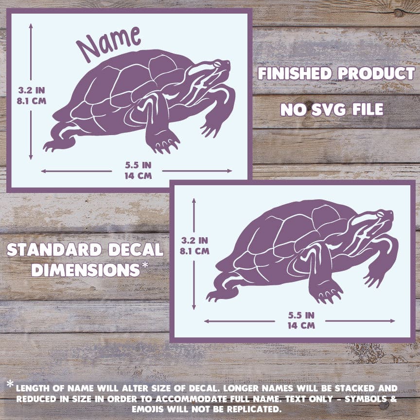 Red Eared Slider Turtle Decal, Waterproof Vinyl Decal, Cute Reptile Gift