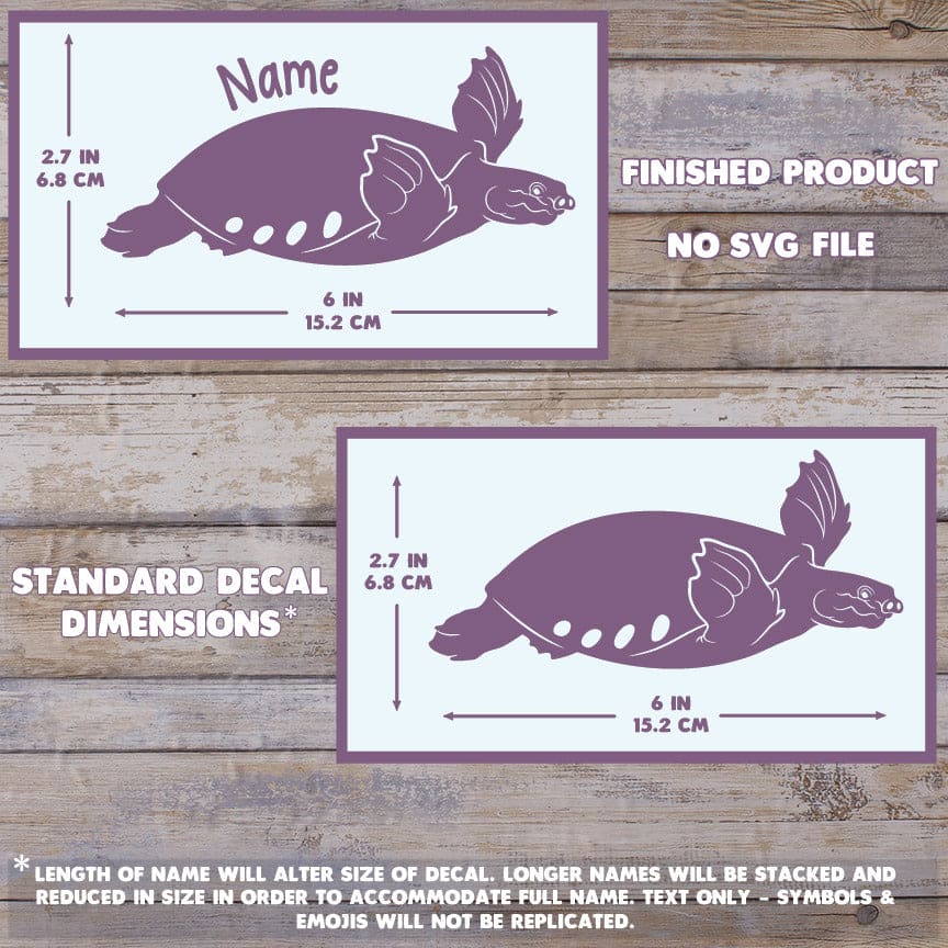 Fly River Turtle Decal, Waterproof Vinyl Decal, Cute Reptile Gift