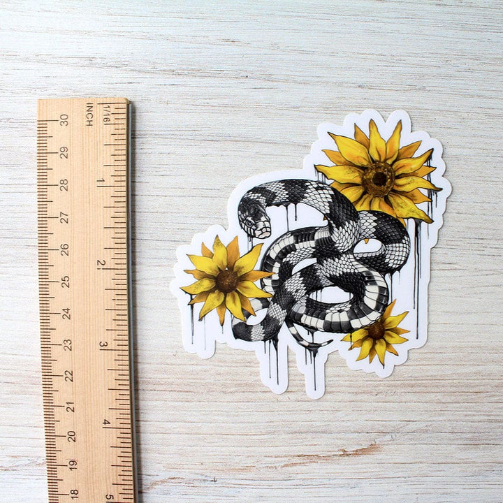 Kingsnake with Sunflowers Sticker