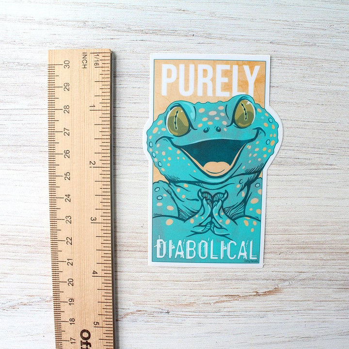 Purely Diabolical Tokay Gecko Sticker, Silly Reptile Vinyl Sticker Gift