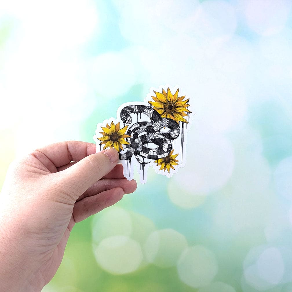 Kingsnake con girasoles Pegatina