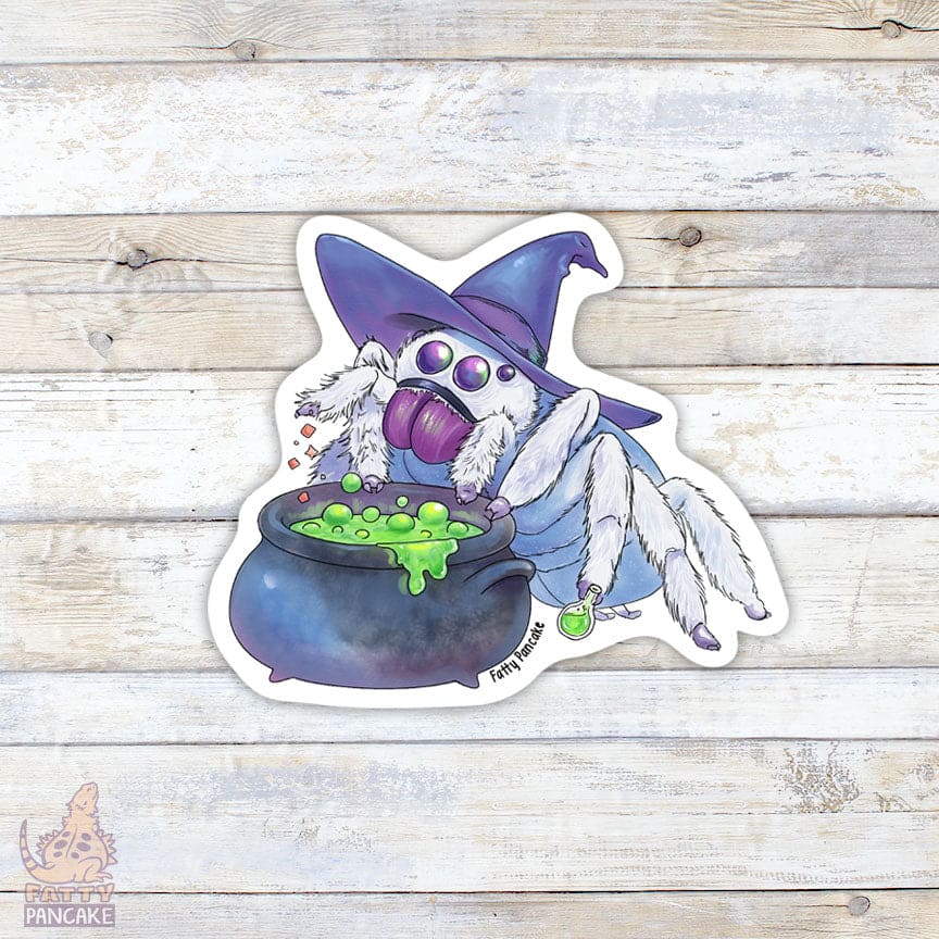 Jumping Spider Spooky Witch Halloween Sticker