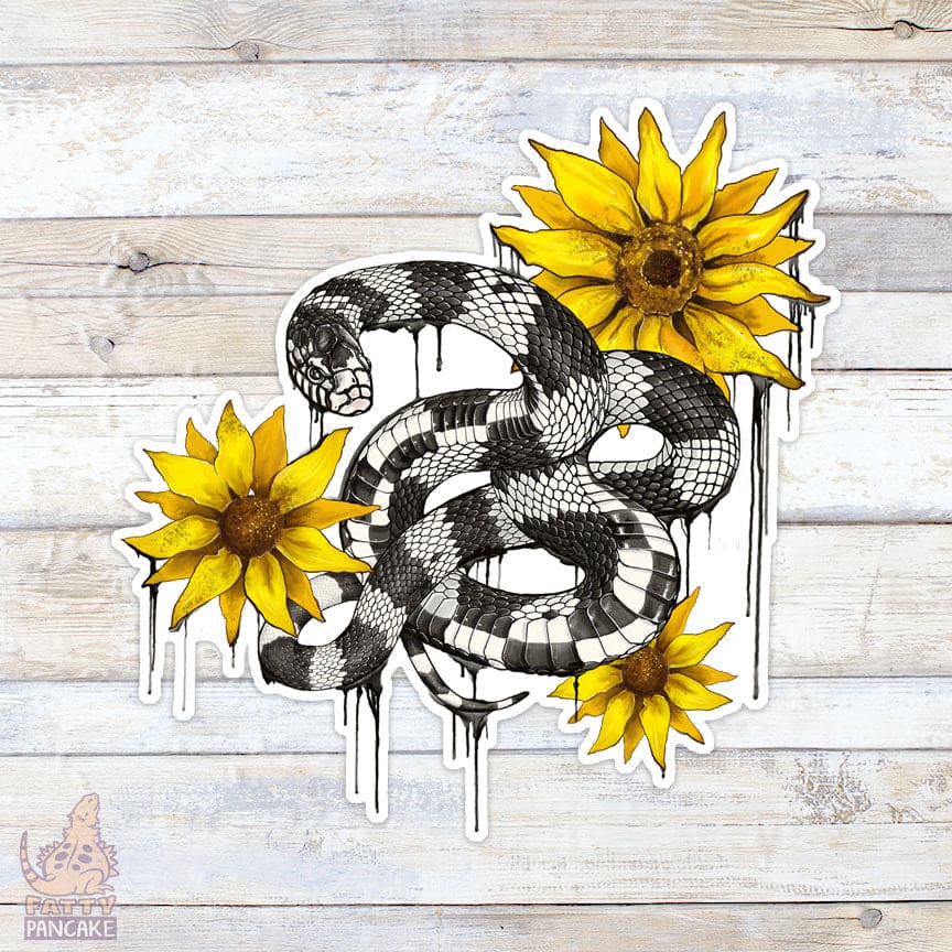 Kingsnake con girasoles Pegatina