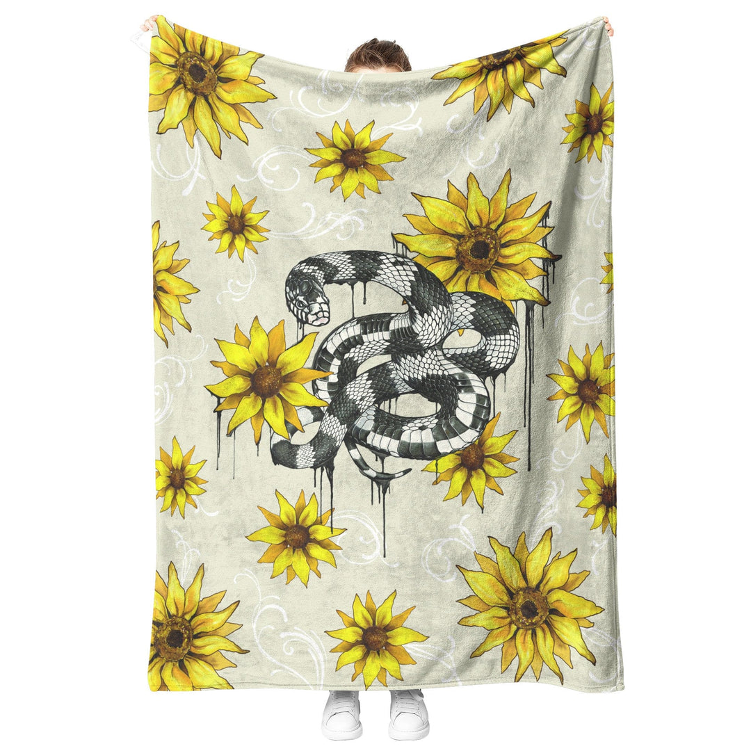Kingsnake with Sunflowers Plush or Sherpa Blanket