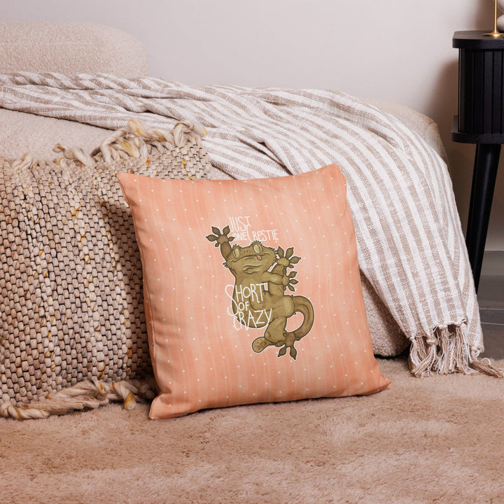 Crested Gecko Throw Pillow, Reptile Lizard Gift Pillow