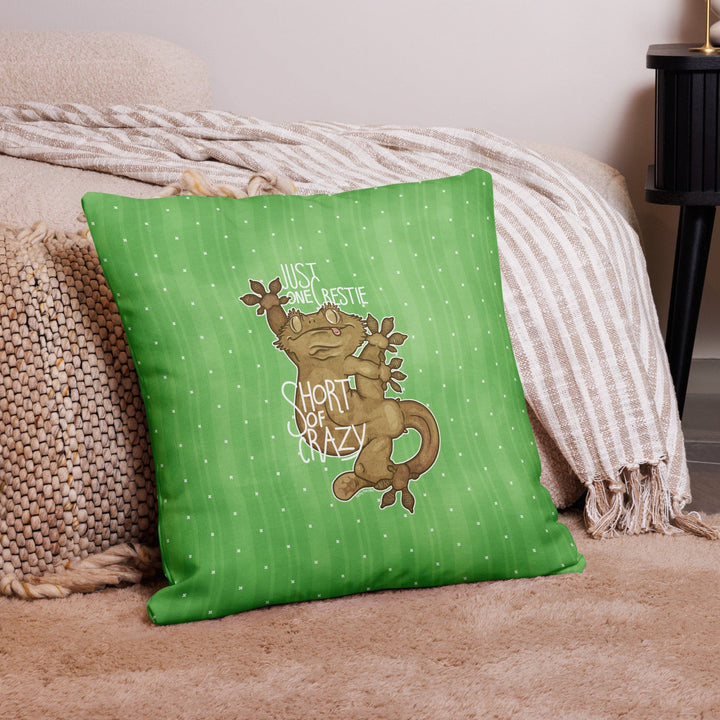 Crested Gecko Throw Pillow, Reptile Lizard Gift Pillow