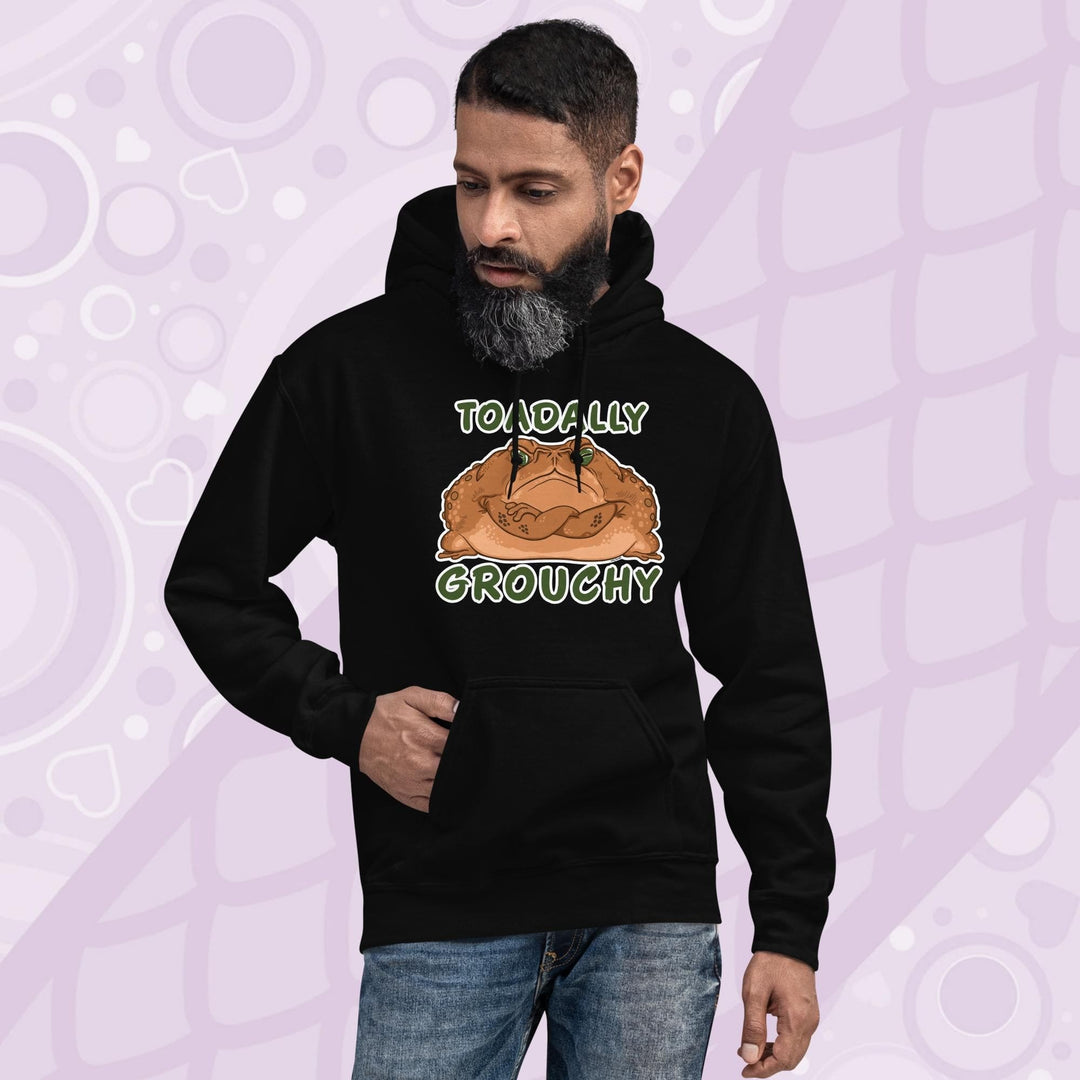 Toadally Grouchy Unisex Hoodie, Amphibian Toad Pullover Top