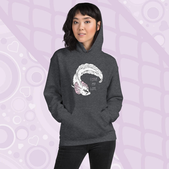Me encanta mi Lotl, sudadera con capucha Axolotl, regalo de anfibios, lindo jersey de salamandra