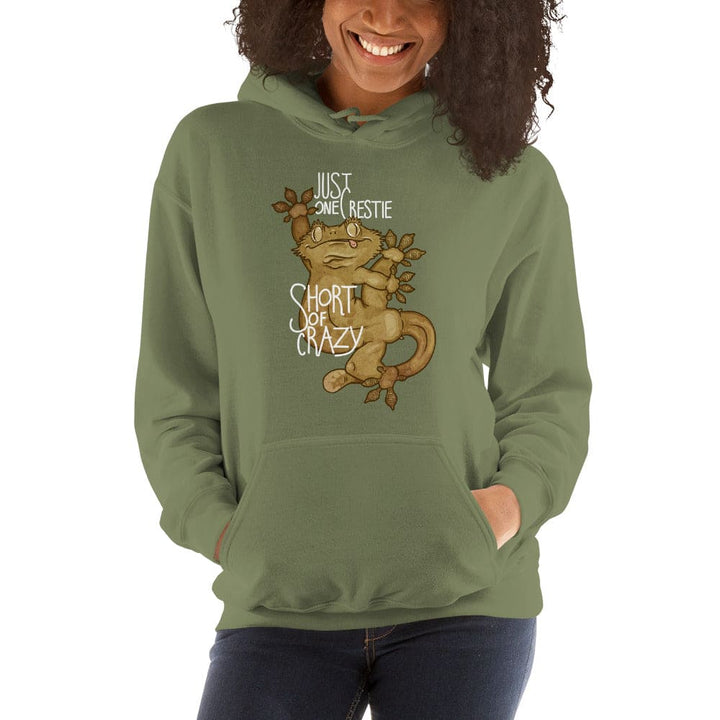 Just one Crestie Short of Crazy Unisex Hoodie, Silly Reptile Pullover Gift