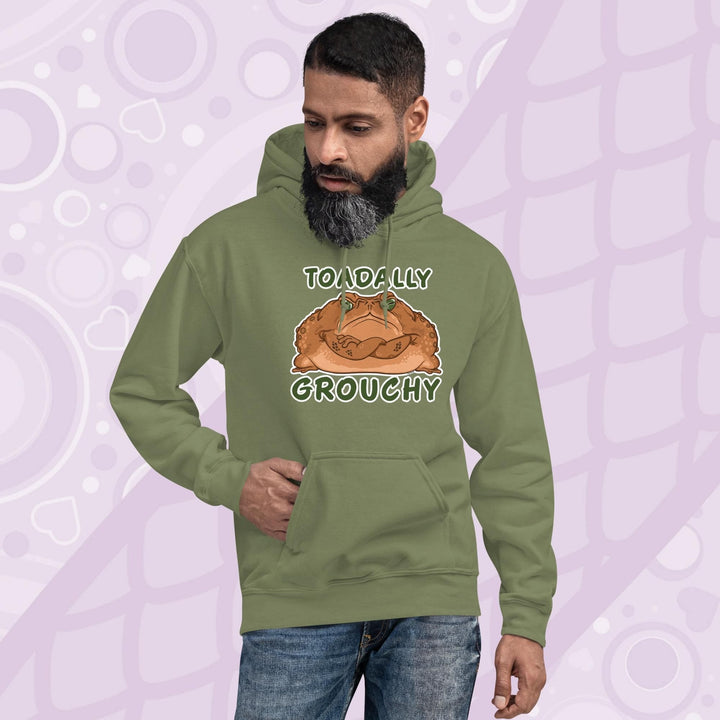 Toadally Grouchy Unisex Hoodie, Amphibian Toad Pullover Top