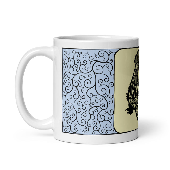 An 11oz mug of A Beardie Is design set against a white background.
