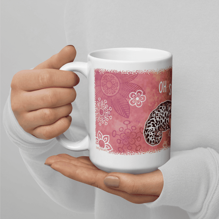 Pink Leopard Gecko Mug with Flowers