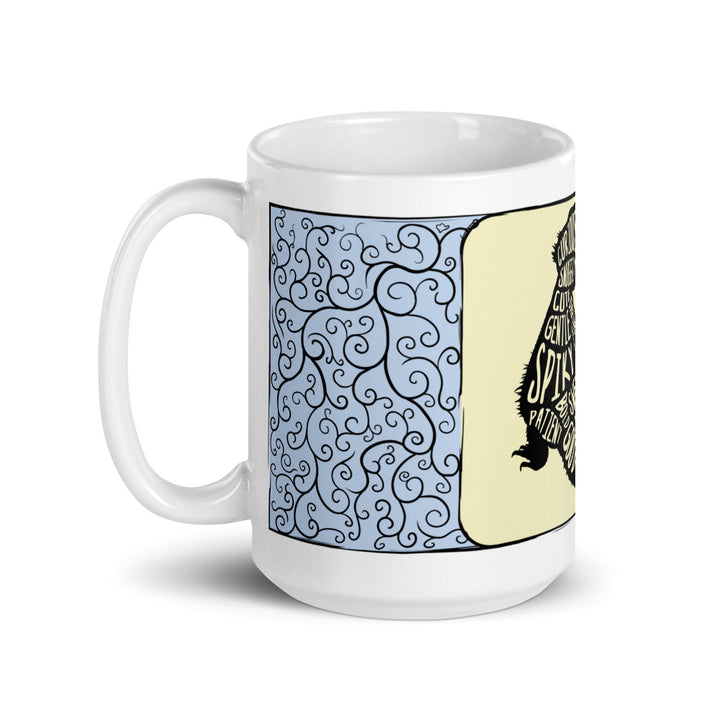 An 15oz mug of A Beardie Is design set against a white background.