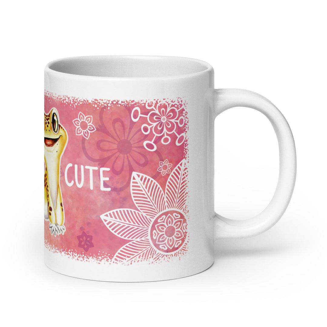Pink Leopard Gecko Mug with Flowers