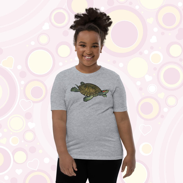 Red Eared Slider Youth Short Sleeve T-Shirt, Cute Turtle Tee