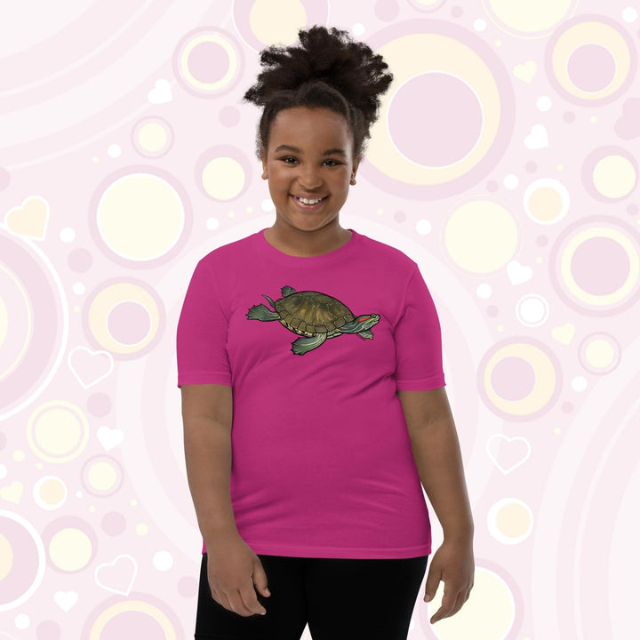 Red Eared Slider Youth Short Sleeve T-Shirt, Cute Turtle Tee