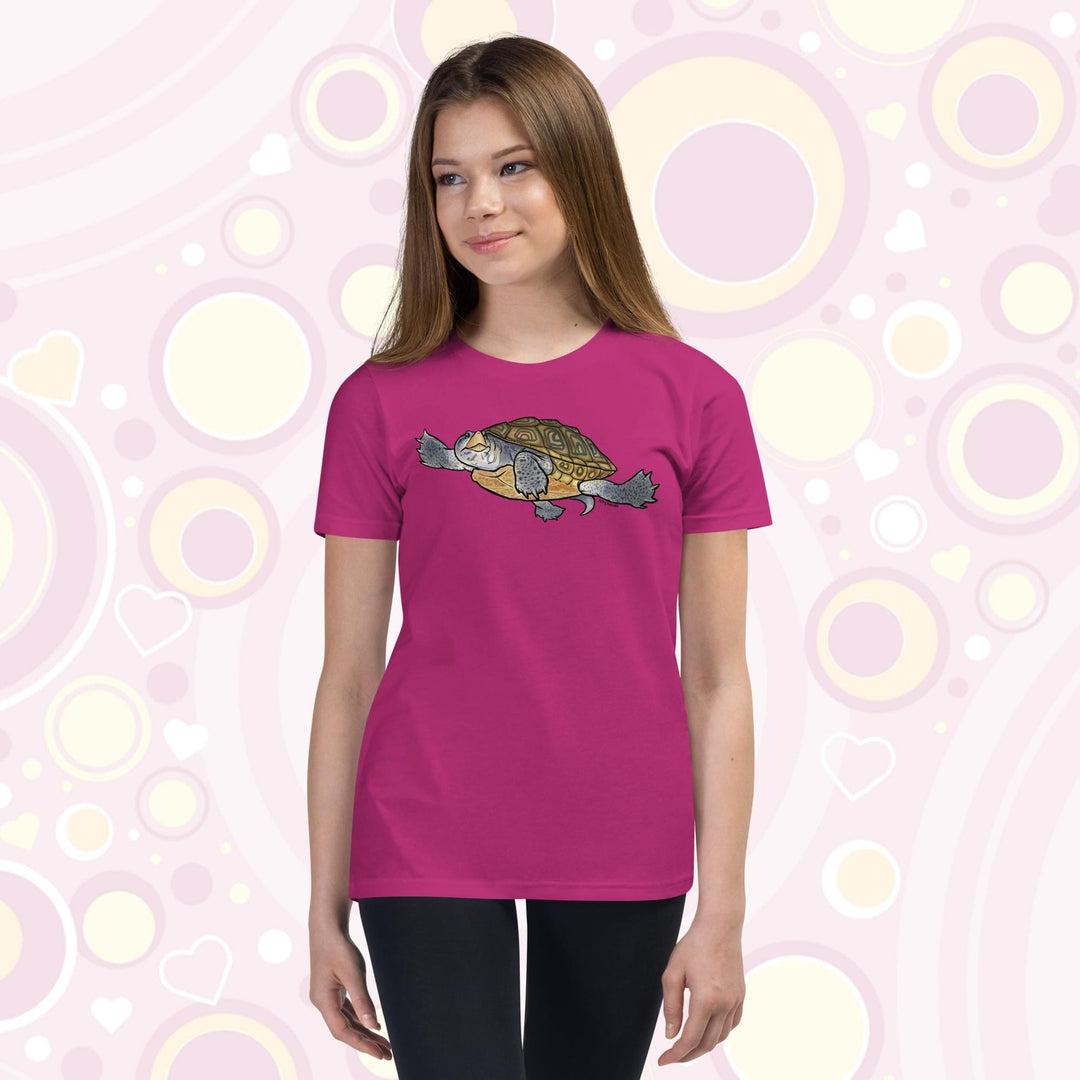 Diamondback Terrapin Youth Short Sleeve T-Shirt, Cute Turtle Tee