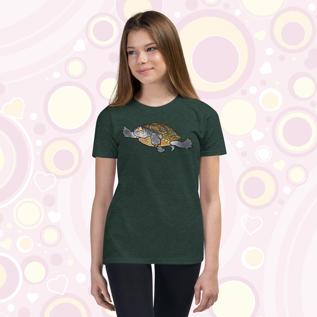 Diamondback Terrapin Camiseta de manga corta juvenil, linda camiseta de tortuga 