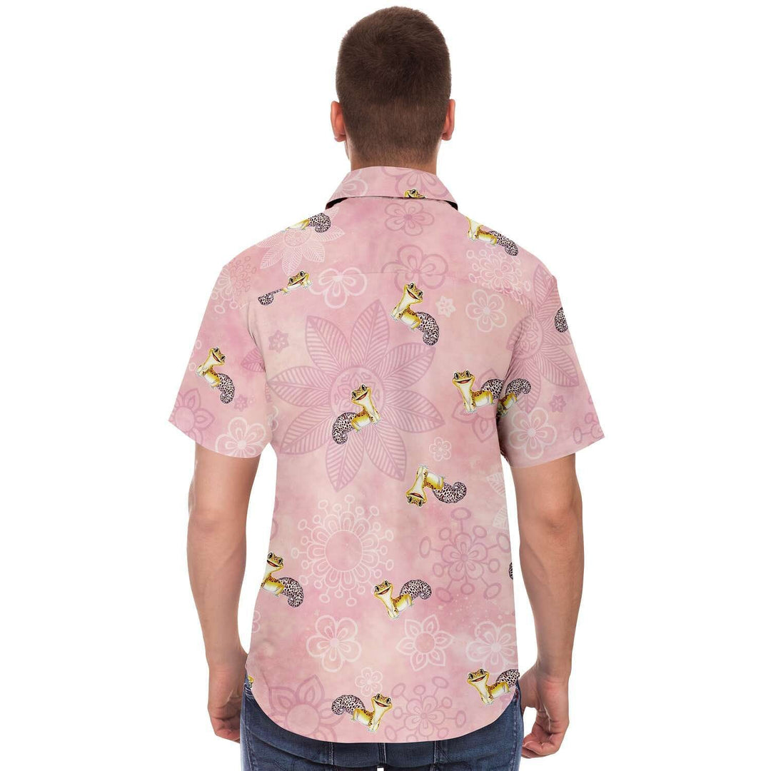 Cute Leopard Gecko Button Down Shirt, Reptile Gift Top