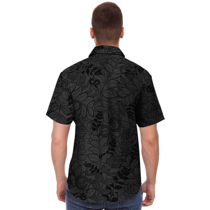 Snake and Leaves Button Down Shirt, Reptile Gift Top