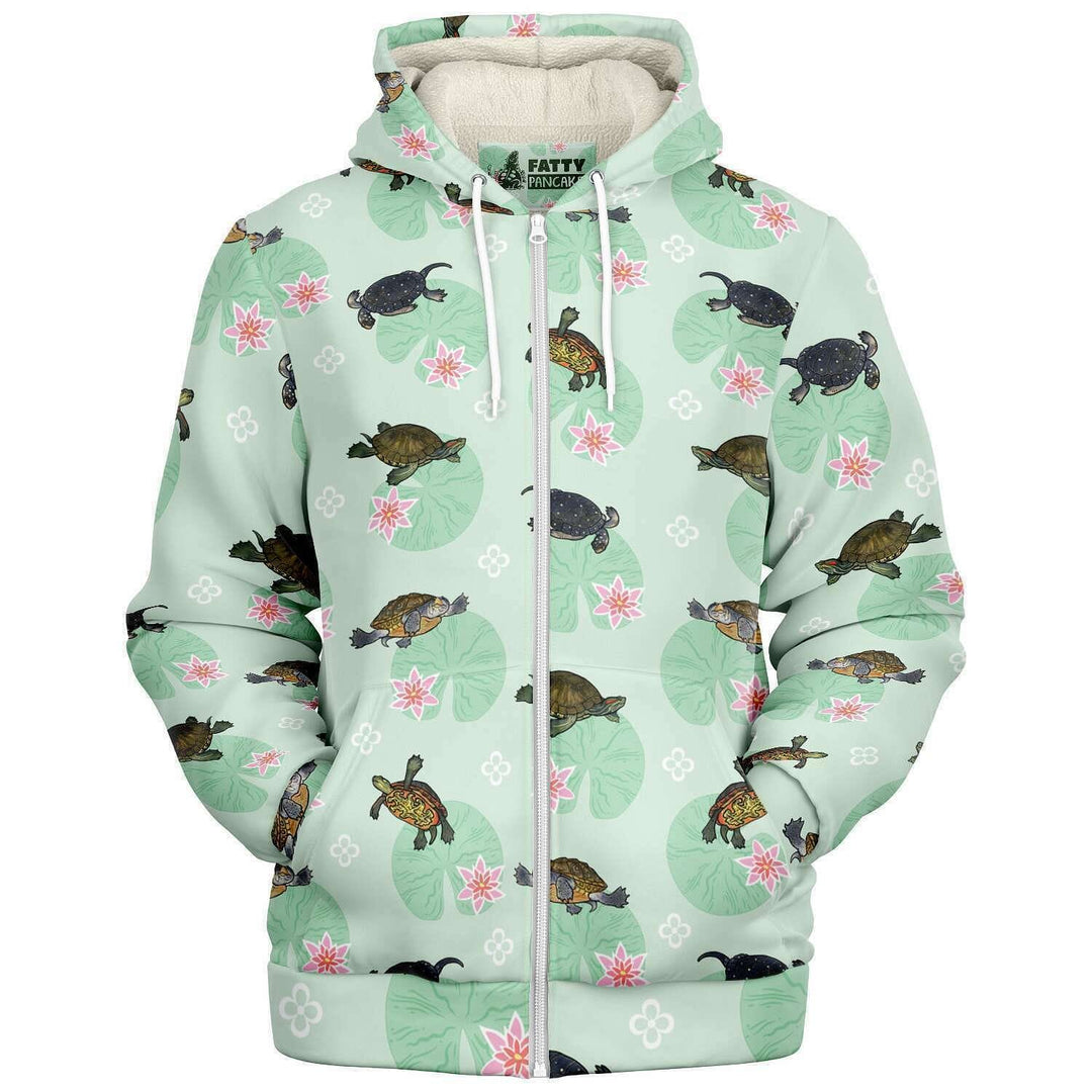 Turtles with Lilly Pad Microfleece Zip Hoodie