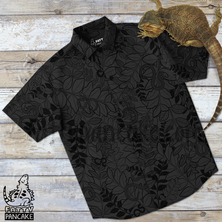 Snake and Leaves Button Down Shirt, Reptile Gift Top