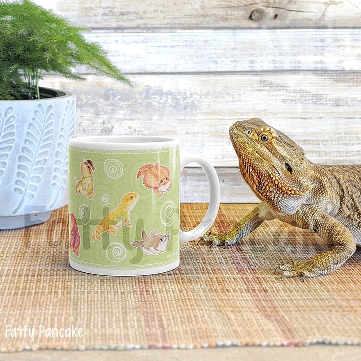 Taza de regalo con diseño de reptil lindo y dragón barbudo de Many Beardies 