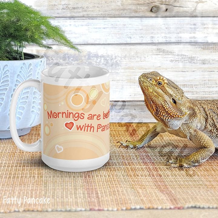 Mornings are Better with Pancakes Bearded Dragon, Cute Reptile Mug