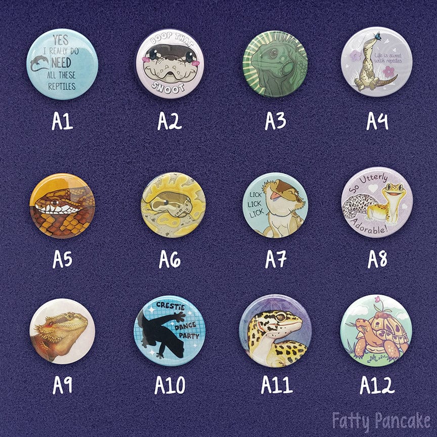 Assorted Reptile 1.25" Buttons