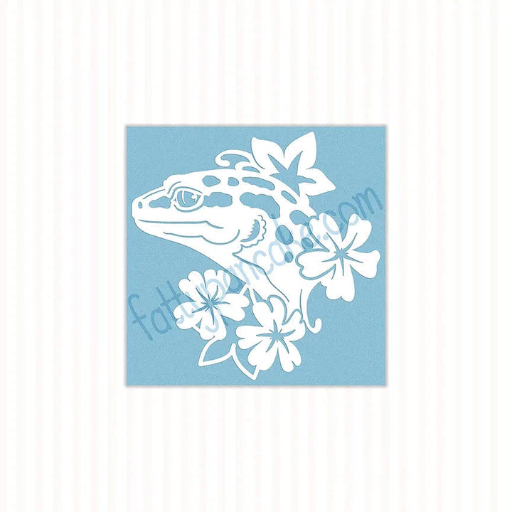 Leopard Gecko Decal with Flowers, Waterproof Vinyl Decal, Cute Reptile Gift