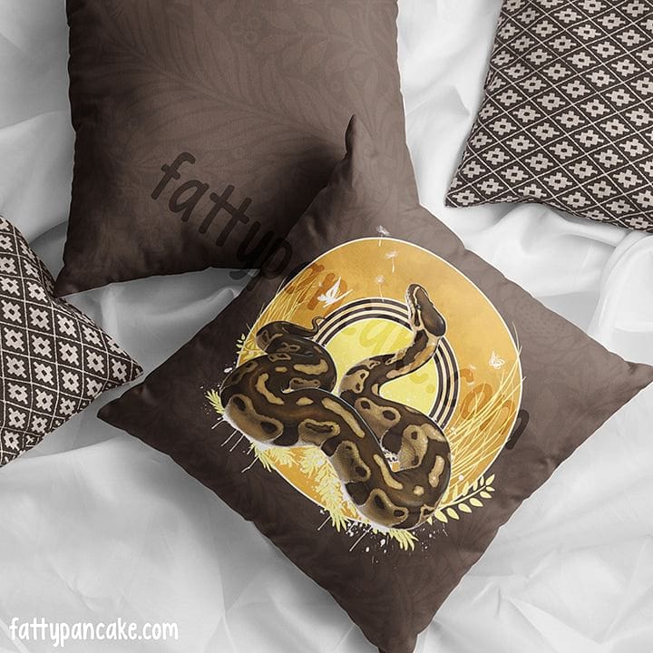 Autumn Ball Python Snake, Cute Reptile Square Pillow