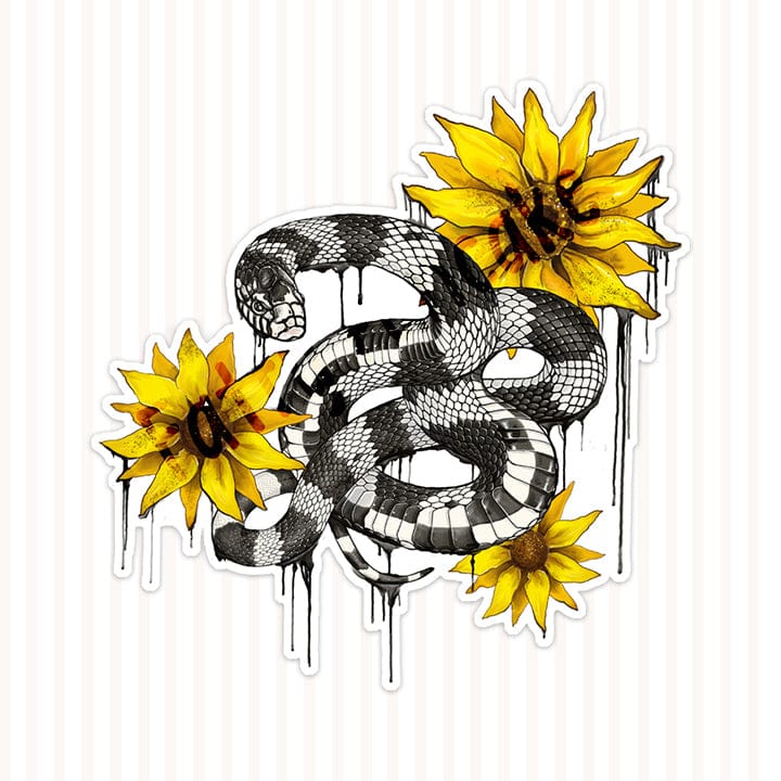 Kingsnake with Sunflowers Sticker