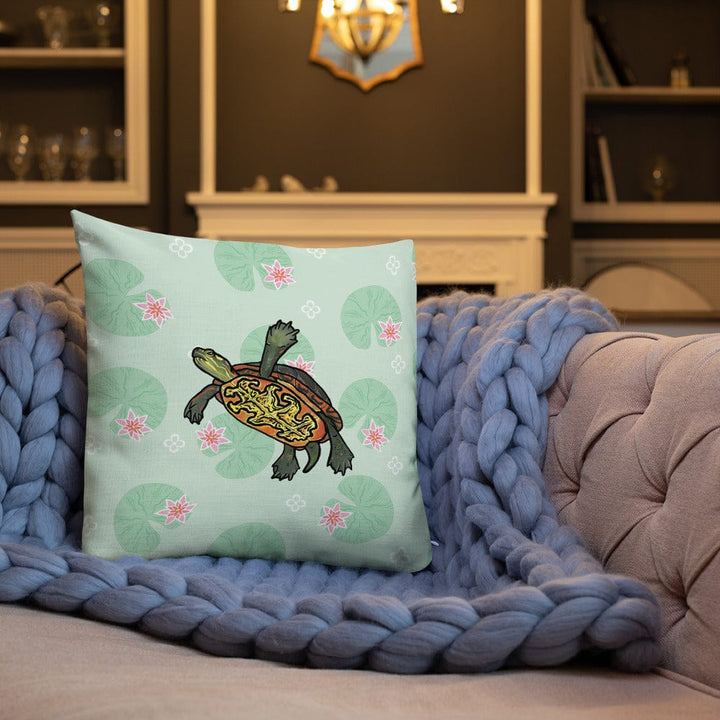 Tortuga pintada con almohadillas Lilly en toda la almohada premium impresa, lindo regalo de reptil 