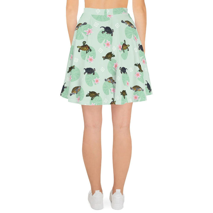 Turtle with Lily Pads Skater Skirt, Cute Reptile Bottom