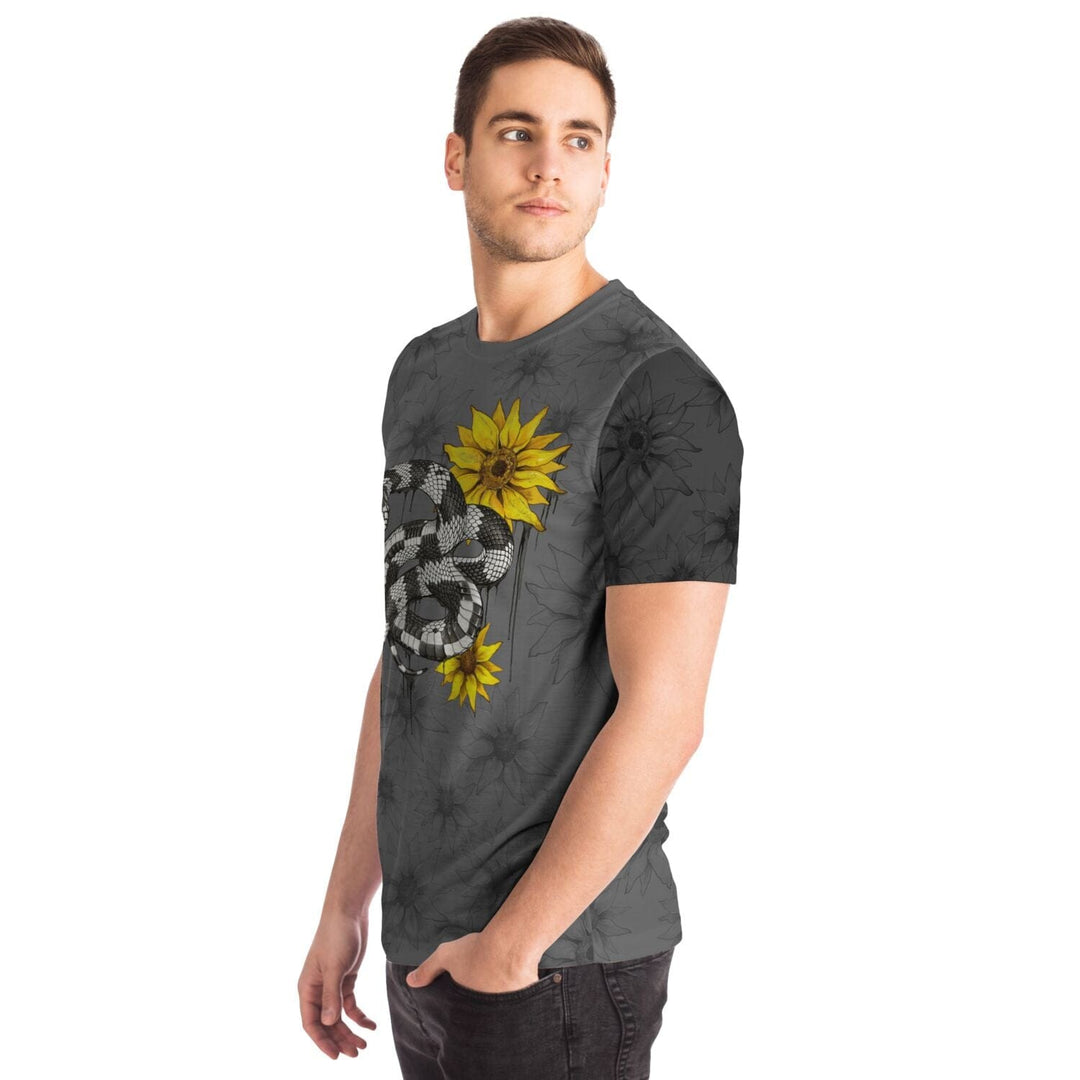 Kingsnake with Sunflowers Tee, Snake Print Unisex Top