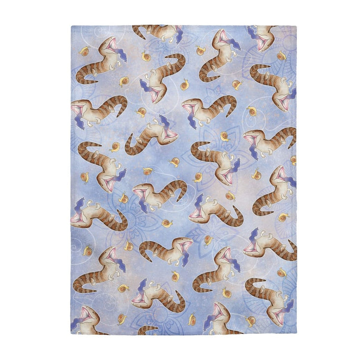 Blue Tongue Skink Lizard with Snails, Cute Reptile Plush Blanket