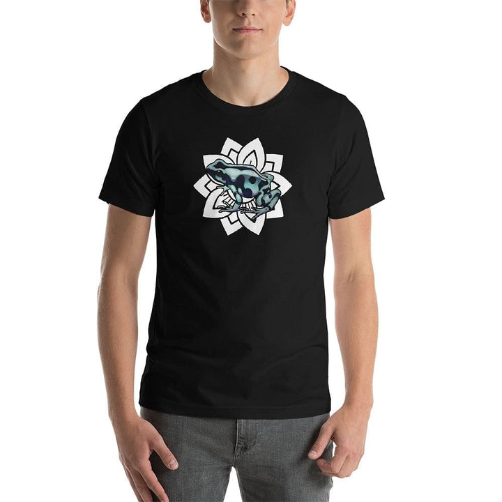 Green and Black Poison Dart Frog with Flower Tee