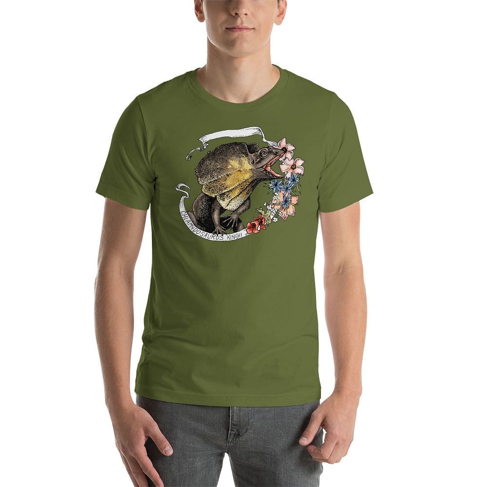 Camiseta con estampado de lagarto y volantes 