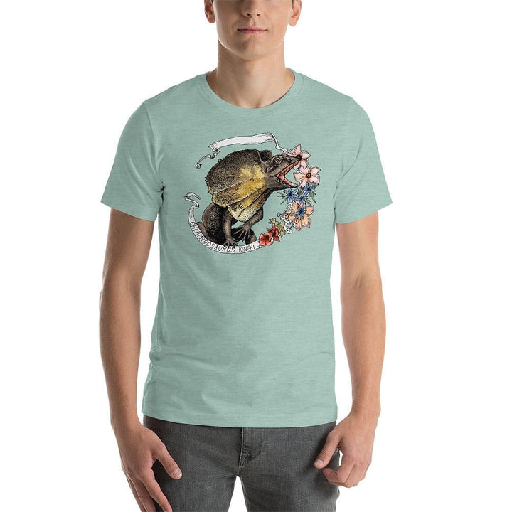 Camiseta con estampado de lagarto y volantes 