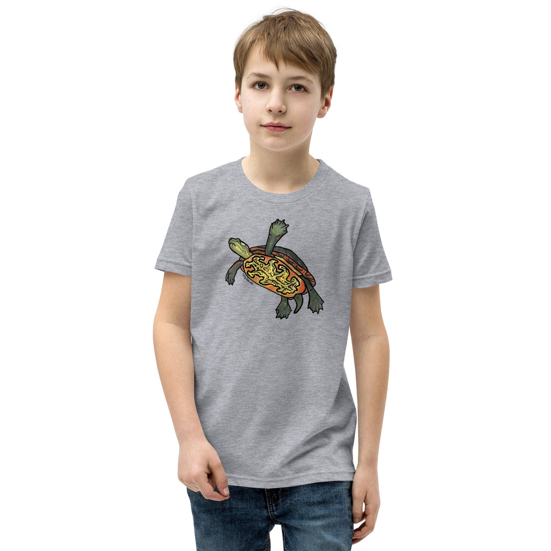 Camiseta de manga corta juvenil de tortuga pintada, linda camiseta de tortuga 
