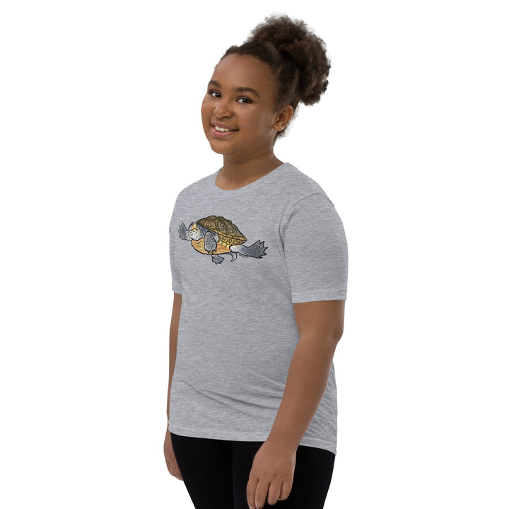 Diamondback Terrapin Camiseta de manga corta juvenil, linda camiseta de tortuga 
